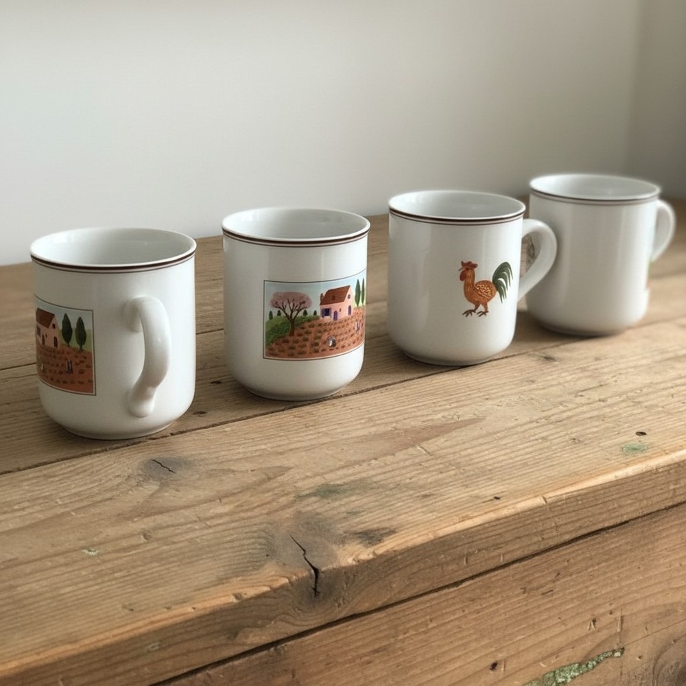 Lot of 4 Villeroy & Boch Design Naif  Coffee Mugs